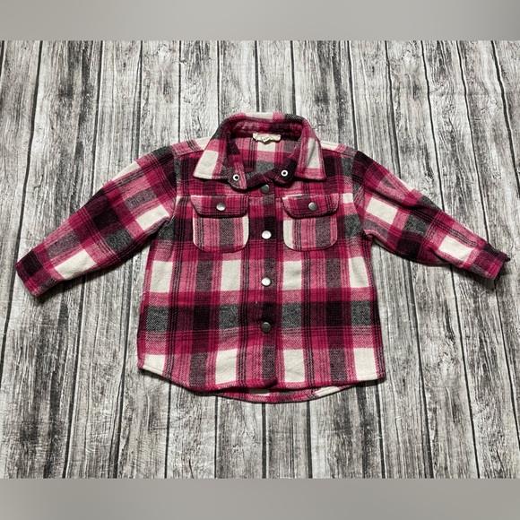 Baby Girl 24 months Jessica Simpson Pink Plaid Flannel Jacket Excellent Cond - Picture 1 of 7
